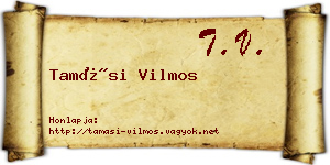 Tamási Vilmos névjegykártya